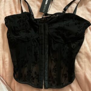Fashion Nova Elegant Black Sheer Crop Top BRAND NEW